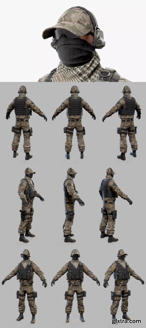 CGTrader - US Modern Assault Soldier Low-poly 3D model