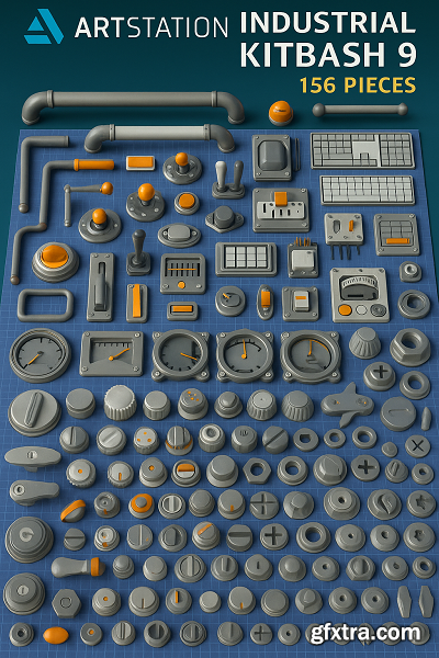Artstation -  Industrial Kitbash 9 - 156 Pieces