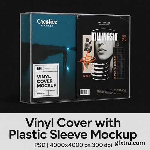 CreativeMarket - Vinyl Cover with Plastic Sleeve Mockup 291900515