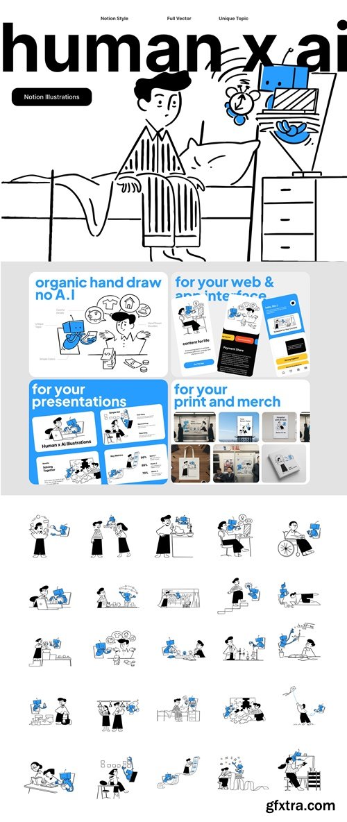 Notion Style Human & AI Illustrations