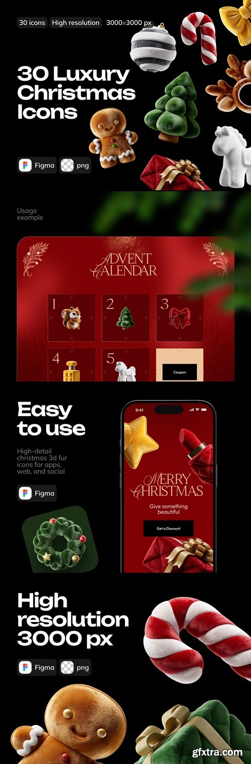 Christmas 3d Fur Icons