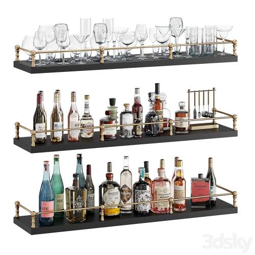 '3dsky Pro - Bar shelves with bottles and glasses'