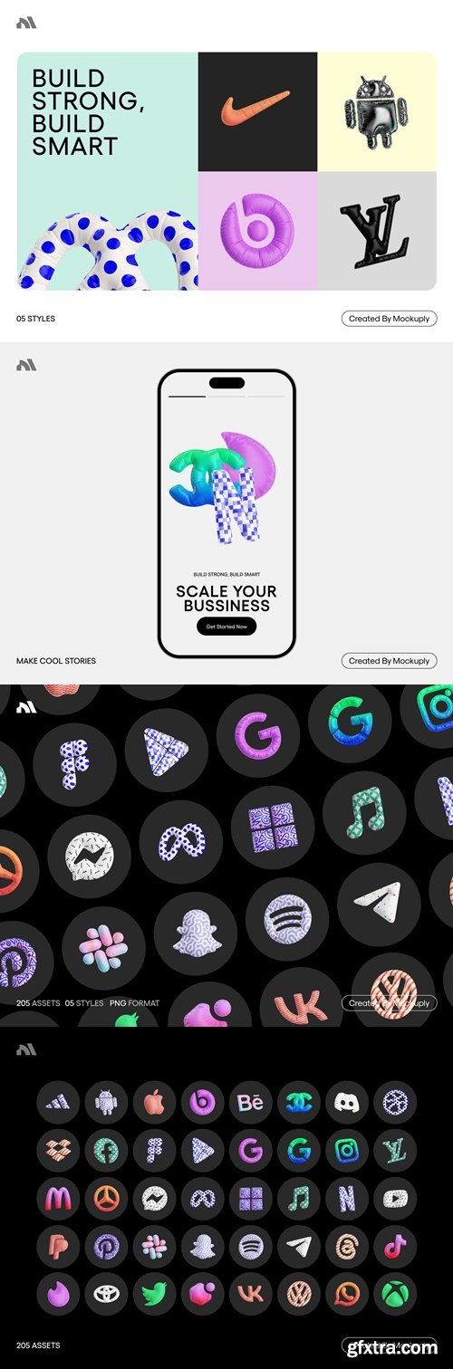 3D Brands icons Mockuply