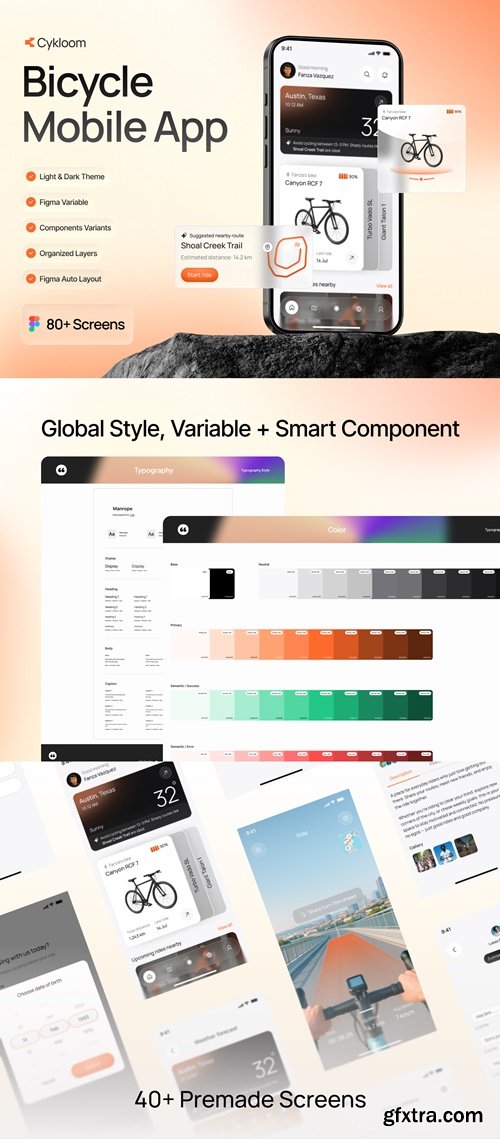 Cykloom – Modern Bicycle Mobile App UI KIT