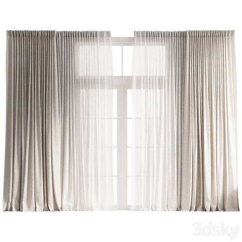 '3dsky Pro - Pinch Pleat Linen Curtain with Tulle'
