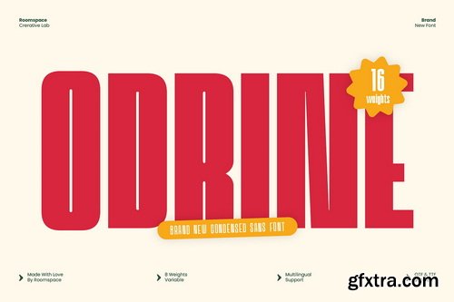 CreativeMarket - Odrine A Retro Modern Condensed - 16 Font