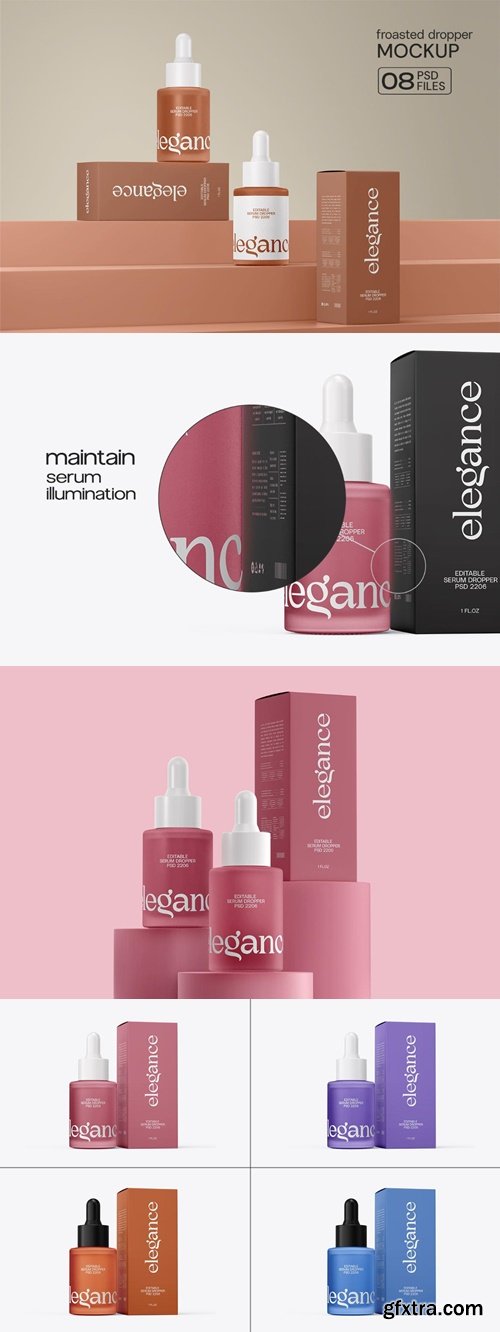 MockupCloud - Frosted Serum Dropper Bottle Mockup