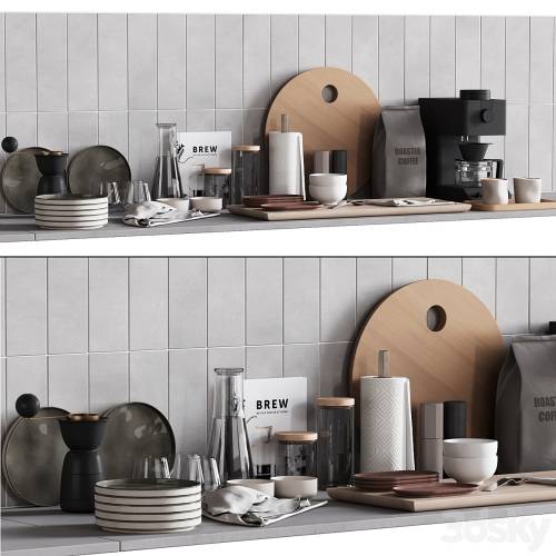 '3dsky Pro - 511 kitchen decor set accessories 08 dishes and coffee kit 01'
