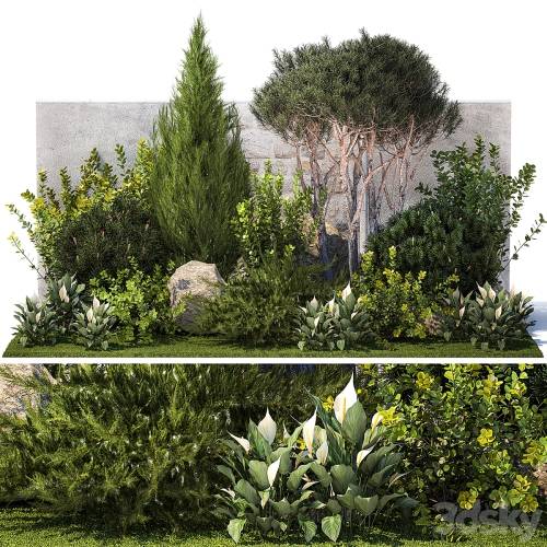 '3dsky Pro - Collection of garden plants with bushes and trees for landscape design with Juniper, Barberry, thuja, cypress, bonsai pine, topiary. Set 1397.'