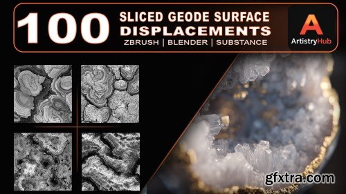 Artstation - 100 Sliced Geode Surface Displacement Maps – 4K | Tileable, Seamless, High-Quality Vol.1