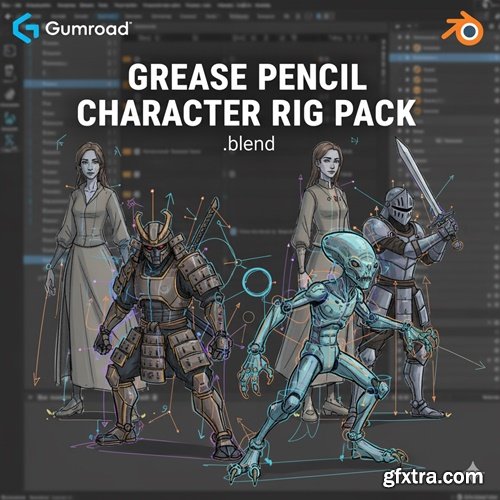Gumroad - Grease Pencil Character Rig Pack