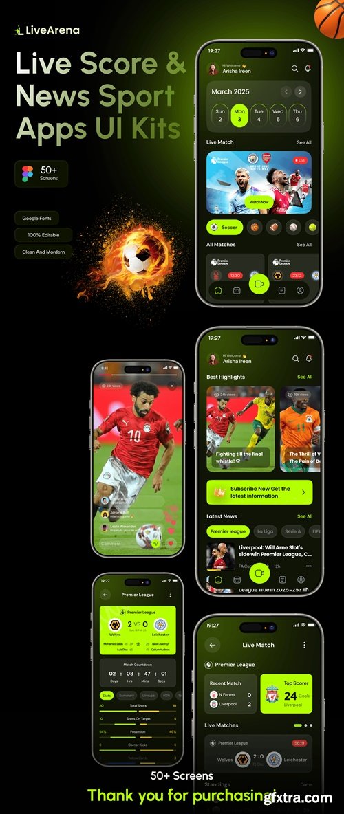 LiveArena - Live Score & News Sport Apps UI Kits