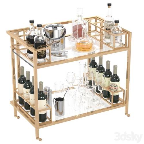 '3dsky Pro - Restoration Hardware 1930S FRENCH TROLLEY BAR CART'