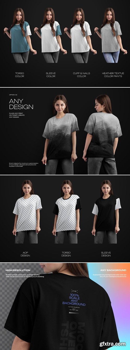 MockupCloud - 5 Mockups Woman Oversize T-Shirt. vol.02
