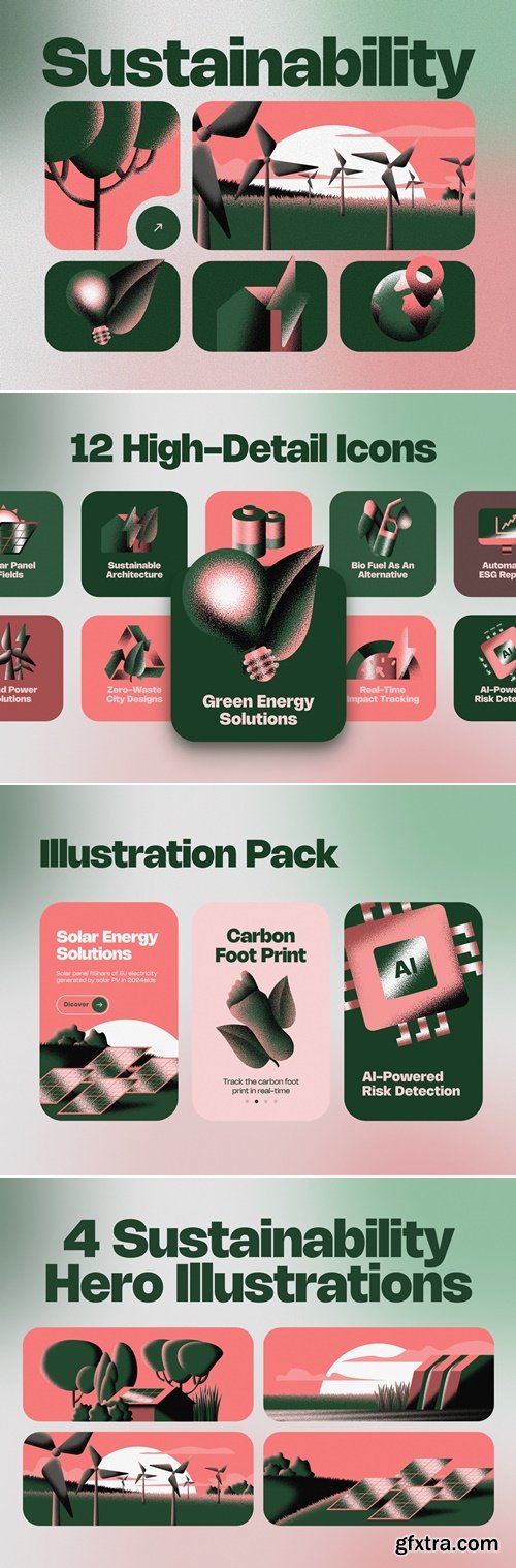 Sustainability Illustration Pack - Figma Minimal Grain Style