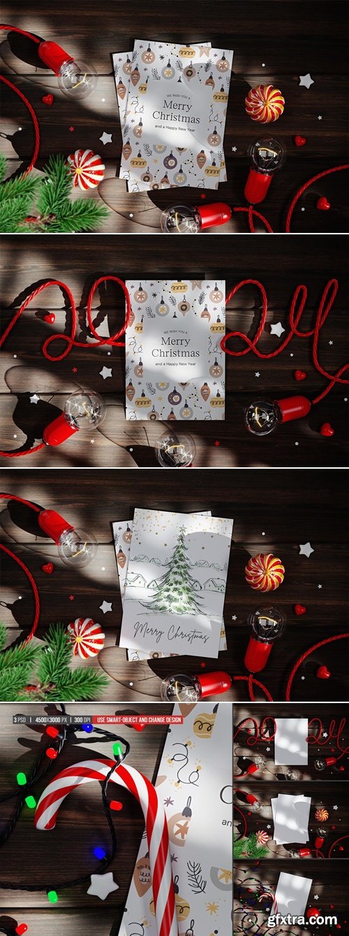 MockupCloud - Christmas Holiday Greeting Card Mockup