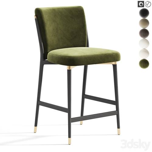 '3dsky Pro - Norrie Forest Green Velvet Dining Counter Stool' '3dsky Pro - Norrie Forest Green Velvet Dining Counter Stool'