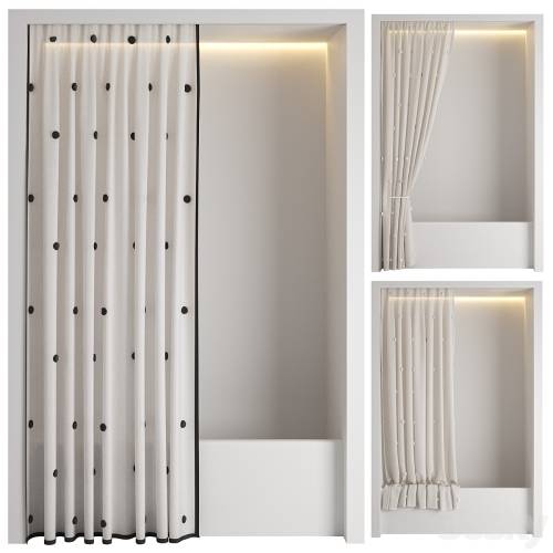'3dsky Pro - Shower curtain with piping and pompoms' '3dsky Pro - Shower curtain with piping and pompoms'