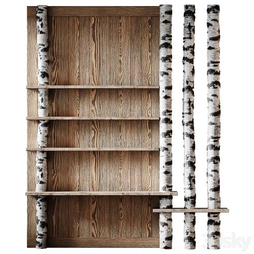 '3dsky Pro - Shelves with partition made of birch' '3dsky Pro - Shelves with partition made of birch'