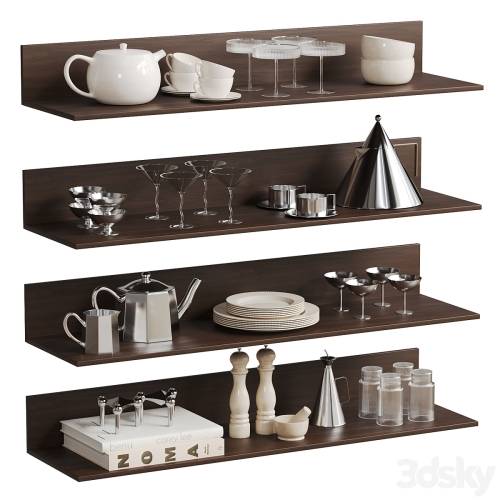 '3dsky Pro - Kitchenware Decor Set On Shelves 2'