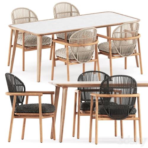 '3dsky Pro - Fern dining chair with arms by Gloster and Kalota table by Artisan' '3dsky Pro - Fern dining chair with arms by Gloster and Kalota table by Artisan'