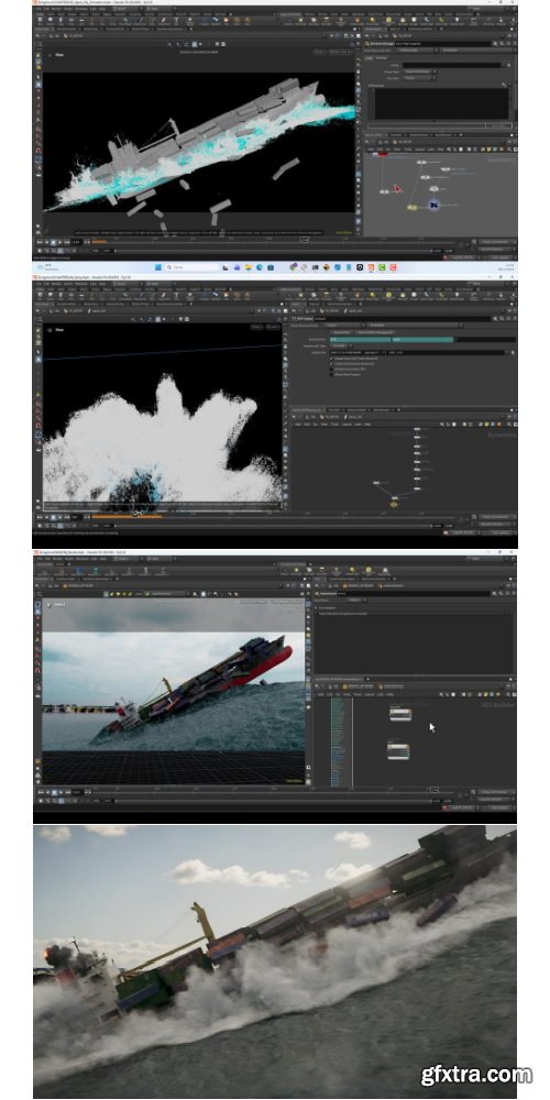 CGCircuit - Houdini FLIP FX: Container Ship vs Monster Wave