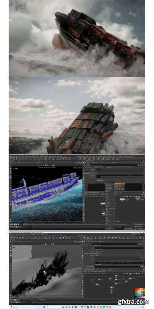 CGCircuit - Houdini FLIP FX: Container Ship vs Monster Wave