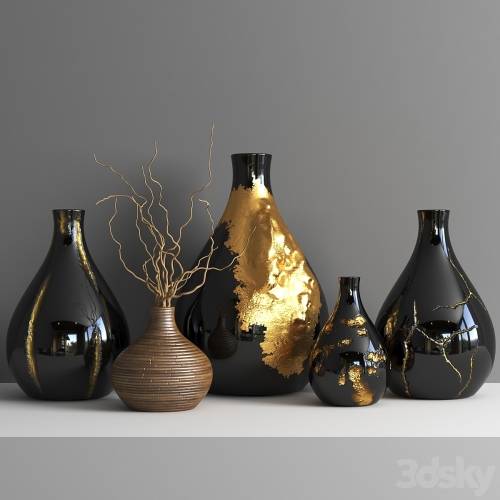 '3dsky Pro - set1259- golden vases2'