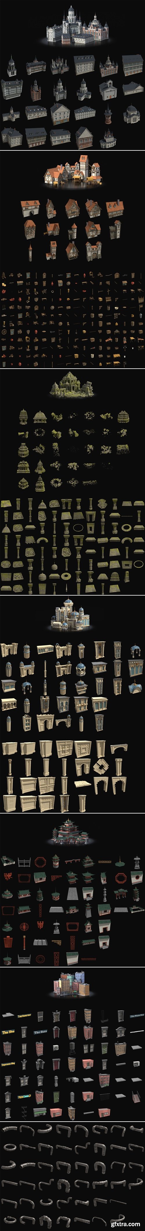 Superhivemarket - Stylized Building Library vol.1 Kitbash Assets