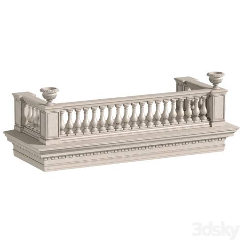 '3dsky Pro - Classic balcony with balustrade. Classic balcony balustrade'