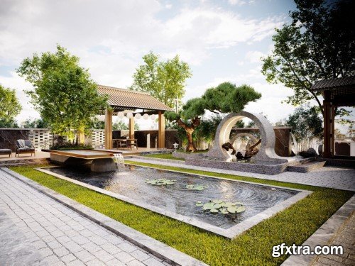 Japanese Villa Exterior 3ds Max Scene