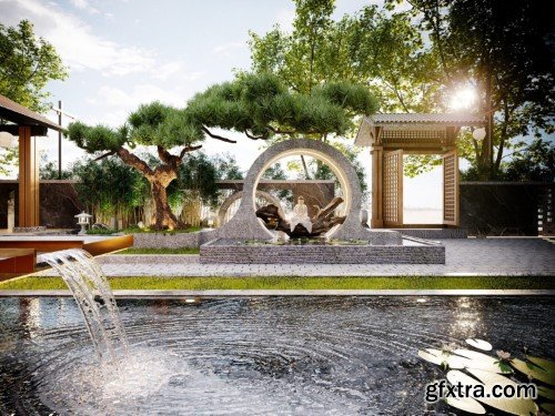 Japanese Villa Exterior 3ds Max Scene