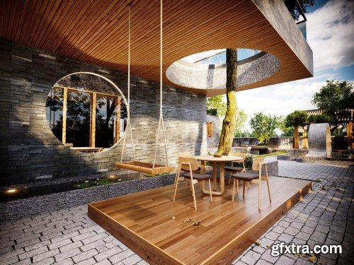 Japanese Villa Exterior 3ds Max Scene