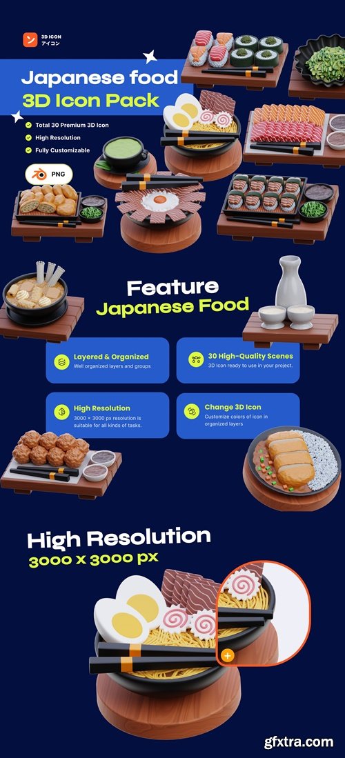 Premium Japanese Food 3D Icon pack