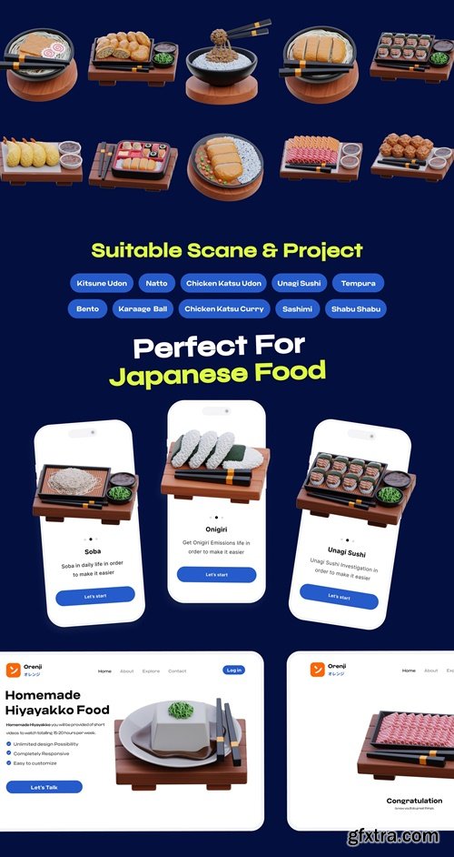 Premium Japanese Food 3D Icon pack