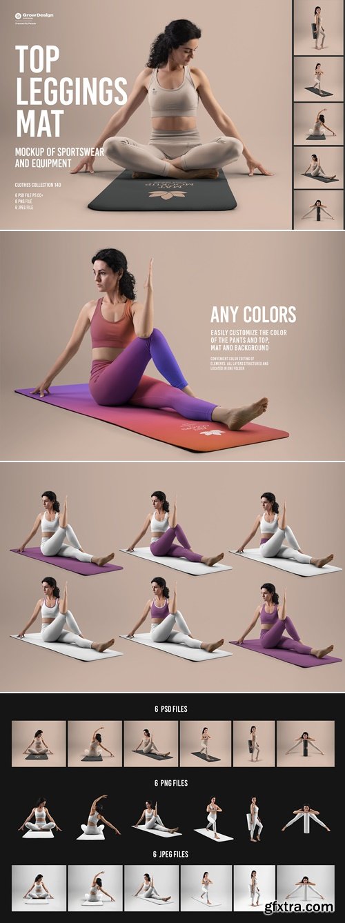 CreativeMarket - 6 Mockups Leggings, Top and Mat 291717103