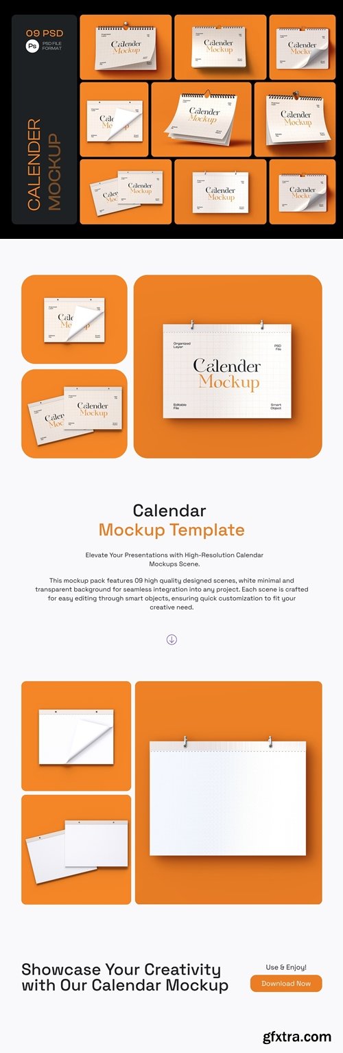 Wall Calendar Mockup Set - 09 Scene