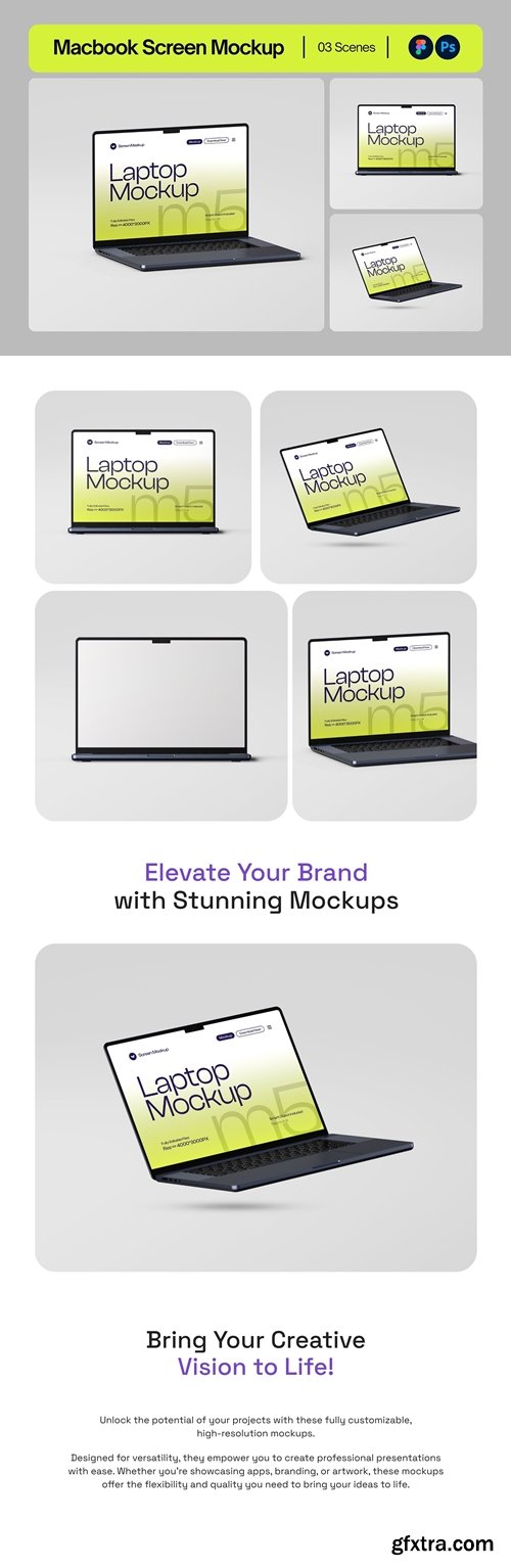 Macbook Screen Mockup Set - 03 High Quality Scene