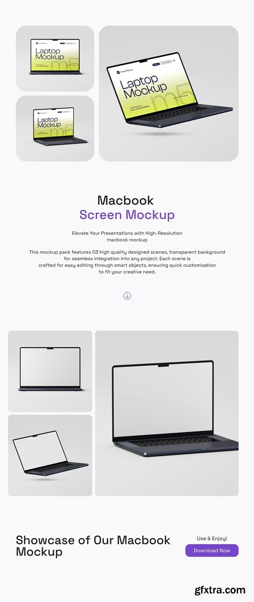 Macbook Screen Mockup Set - 03 High Quality Scene