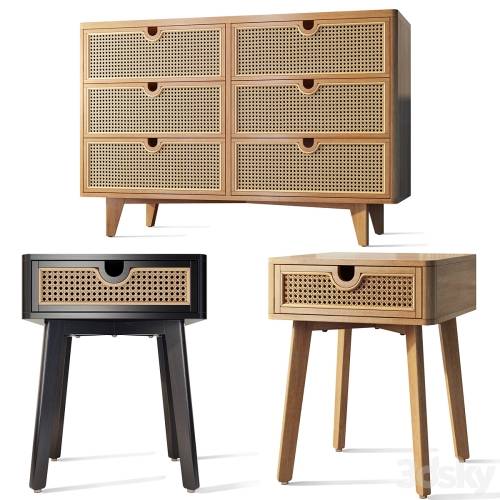 '3dsky Pro - Chest of drawers bedside table Marte Rattan Urban Outfitters'
