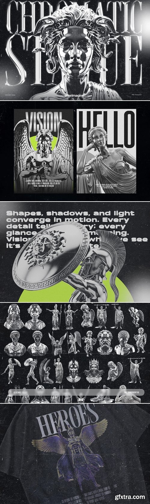 Studio2am - Chromatic Metal Statue PNG Collection