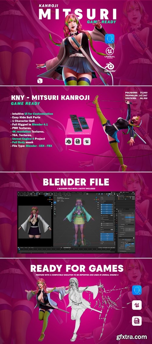 Mitsuri Kanroji - Demon Slayer 3D Asset