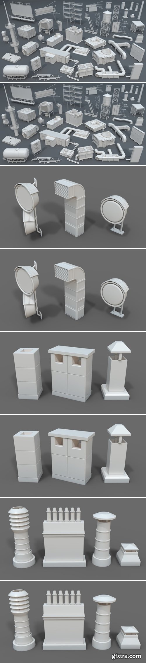 Artstation - Building Roof Collection 1 - 40 Pieces