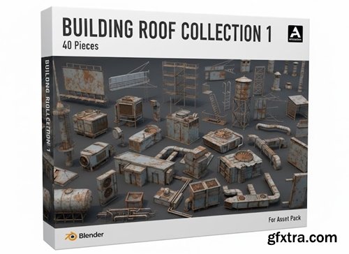 Artstation - Building Roof Collection 1 - 40 Pieces