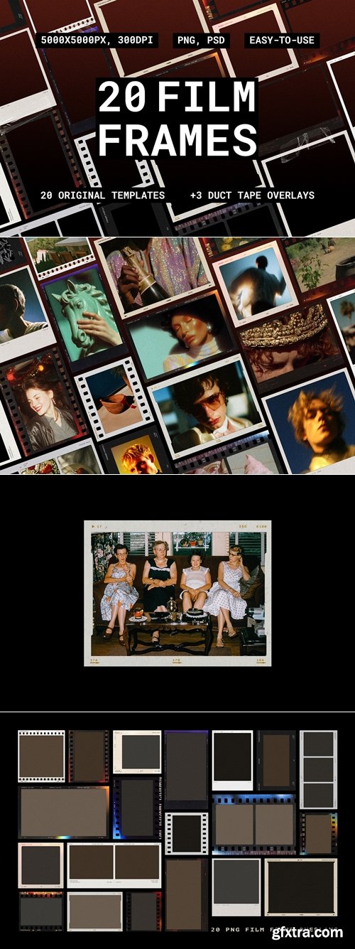CreativeMarket - Film Frames Collection: PSD & PNG Overlays