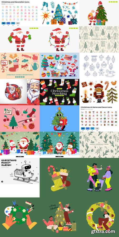 24 Christmas and Happy New Year Design Elements Bundle 2