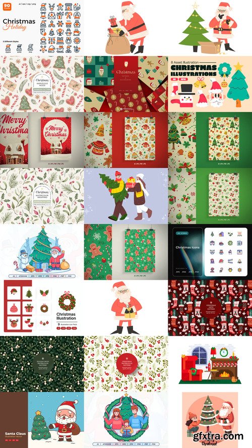 24 Christmas and Happy New Year Design Elements Bundle 5