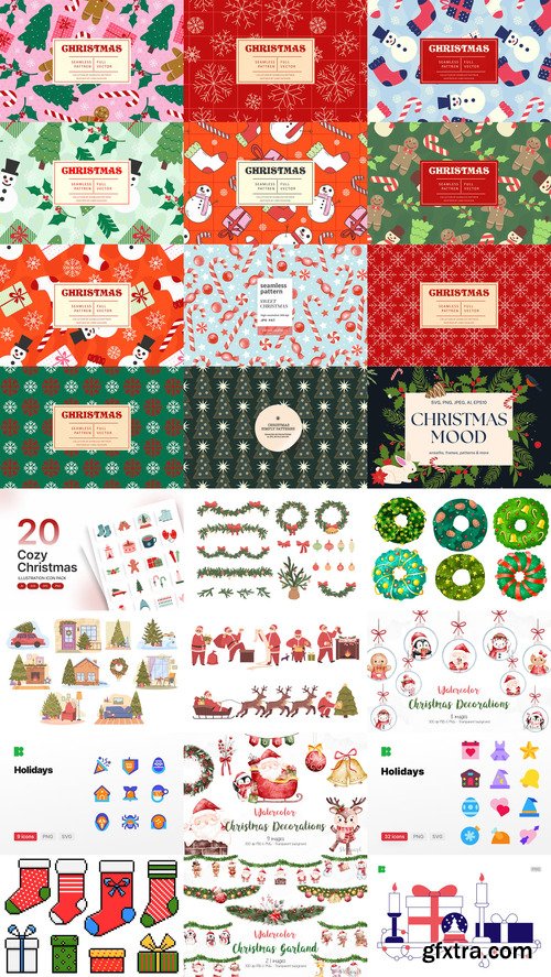 24 Christmas and Happy New Year Design Elements Bundle 7