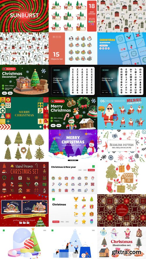 24 Christmas and Happy New Year Design Elements Bundle 8