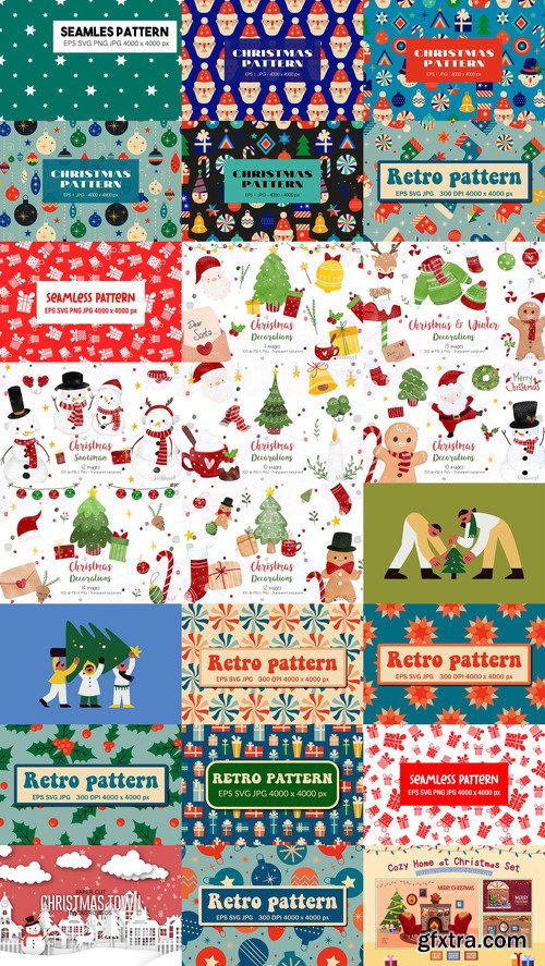 24 Christmas and Happy New Year Design Elements Bundle 10